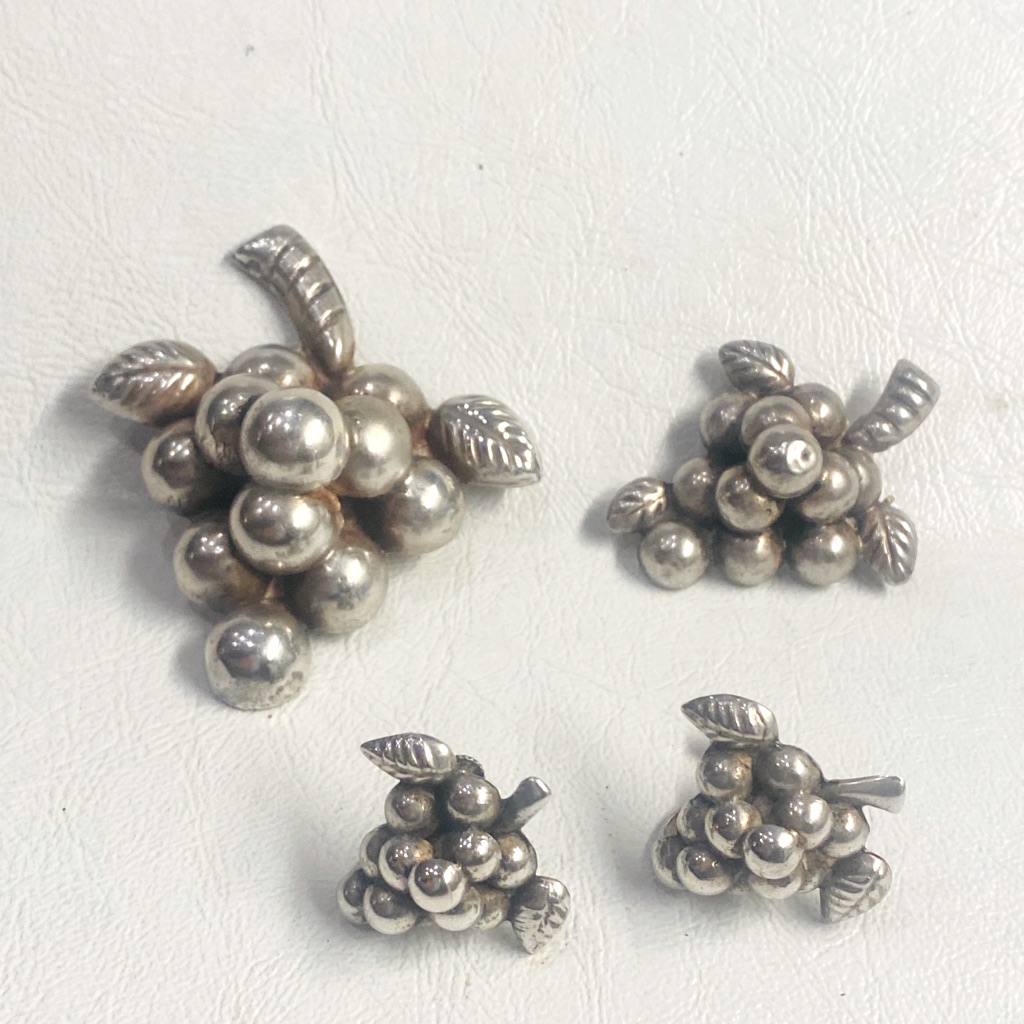 Vintage 925 Mexico Sterling Silver Brooch Earrings 45$